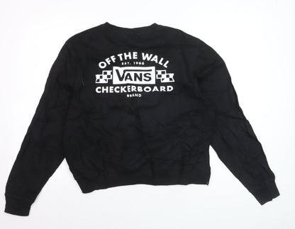 Vans Men's Black Medium Pullover Sweatshirt Crew Neck Graphic Print