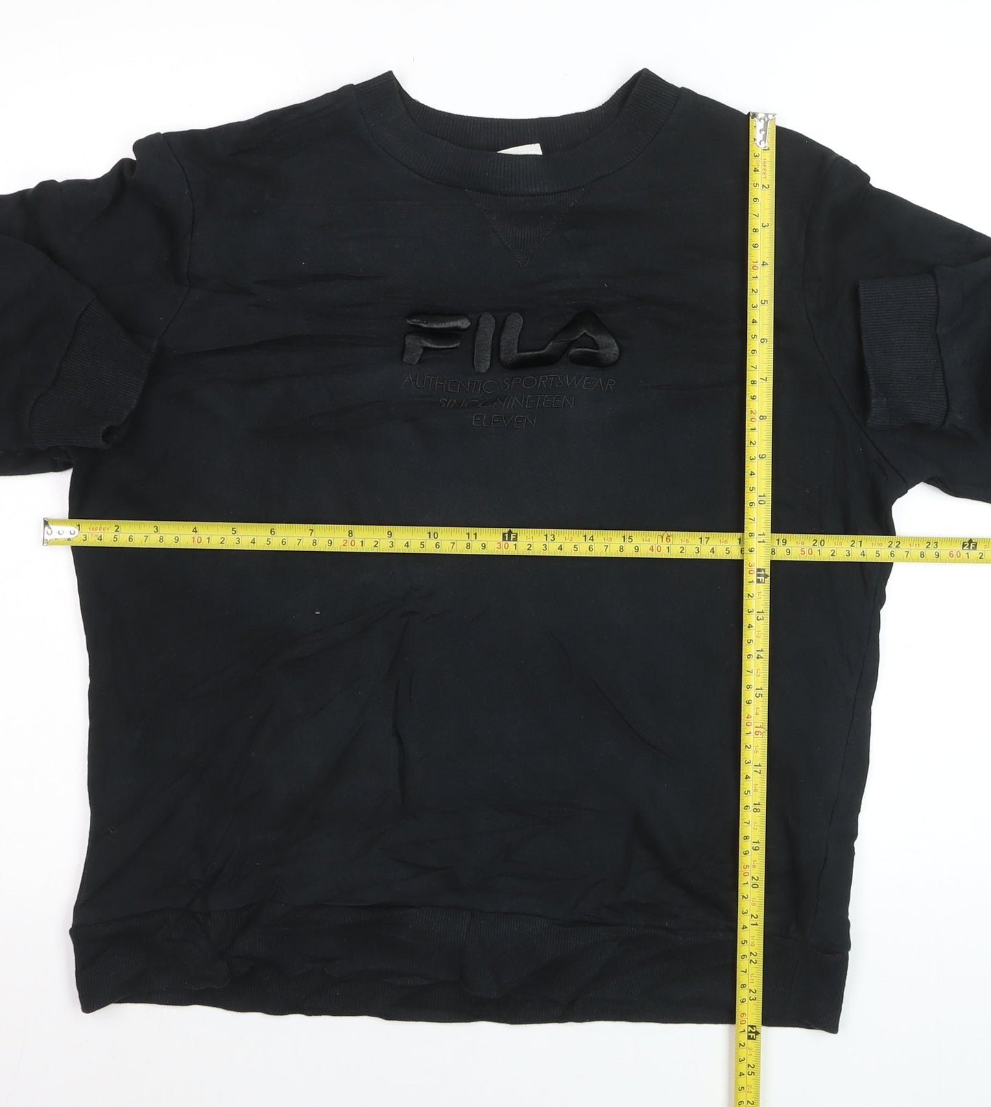 FILA Men’s Black Pullover Sweatshirt L Logo Crew Neck Sportswear