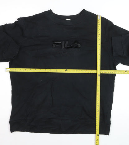 FILA Men’s Black Pullover Sweatshirt L Logo Crew Neck Sportswear