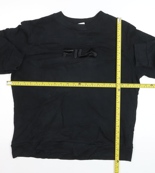 FILA Men’s Black Pullover Sweatshirt L Logo Crew Neck Sportswear