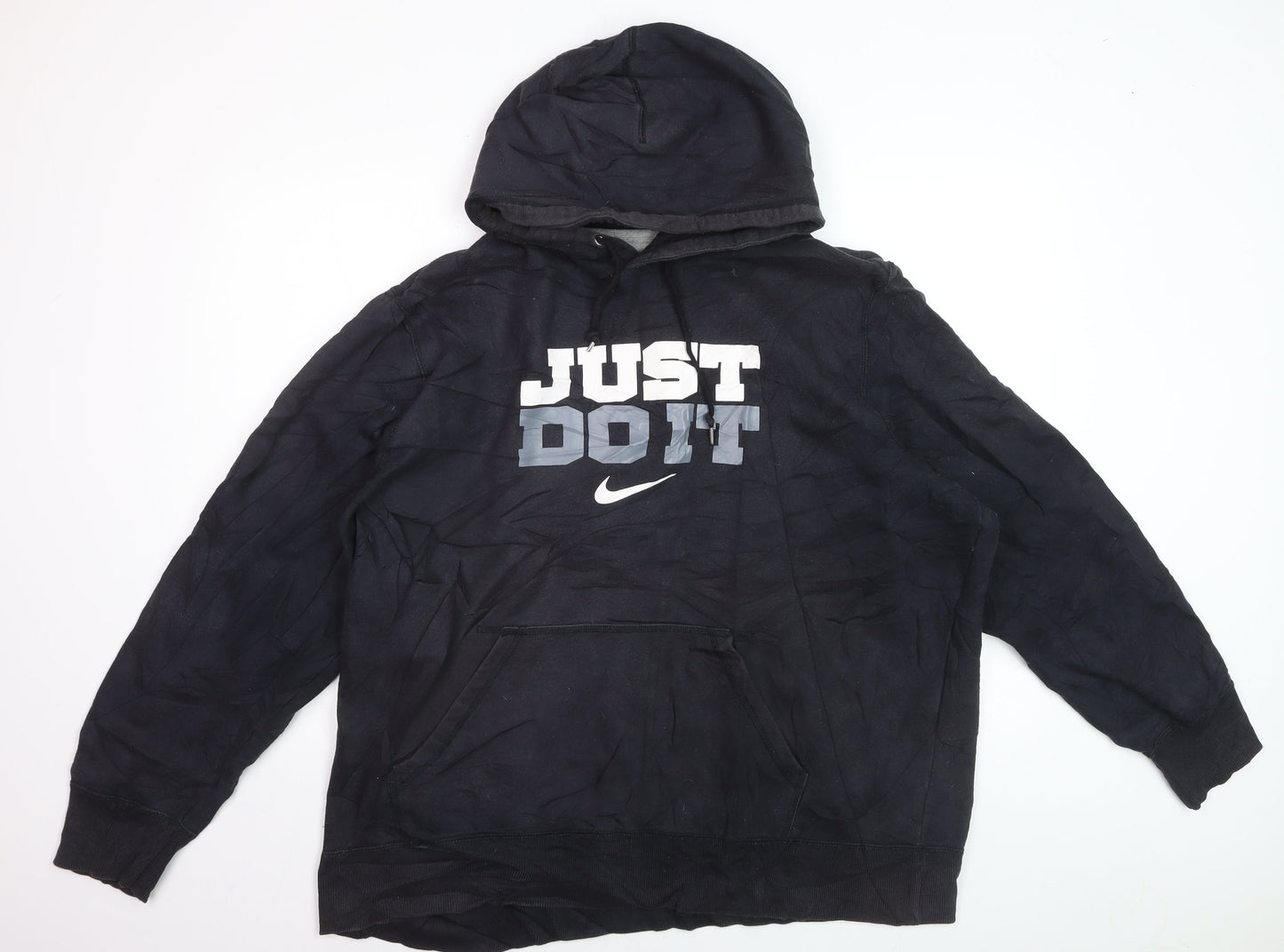 Nike Mens Black 2XL Pullover Hoodie Just Do It Sports Fleece