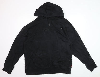 Levi's Men's Black Pullover Hoodie Size L Logo Embroidered Fleece
