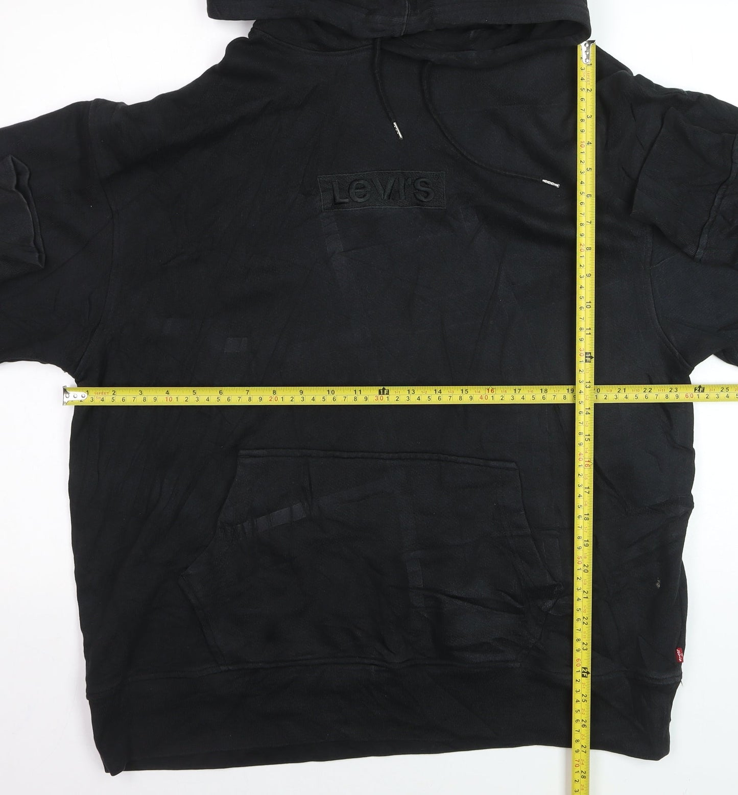Levi's Men's Black Pullover Hoodie Size L Logo Embroidered Fleece
