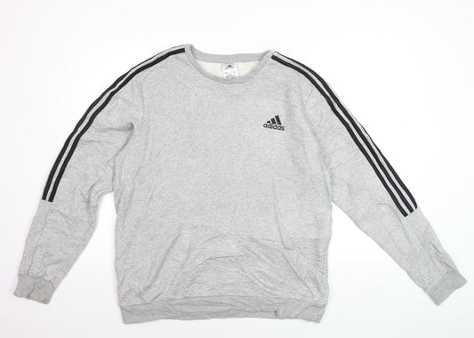 Adidas Men's Grey Crew Neck Sweatshirt 3XL Classic Logo Pullover