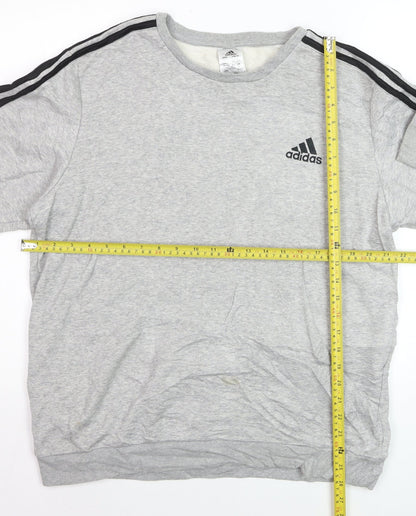 Adidas Men's Grey Crew Neck Sweatshirt 3XL Classic Logo Pullover