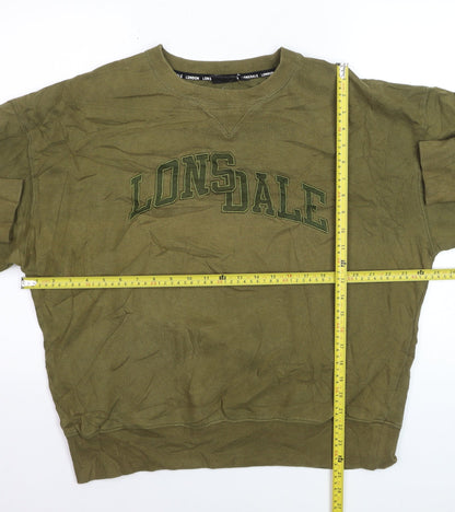 Lonsdale London Men's Khaki Green XL Crew Neck Pullover Sweatshirt
