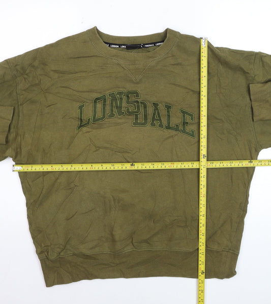Lonsdale London Men's Khaki Green XL Crew Neck Pullover Sweatshirt