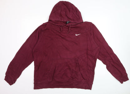 Nike Men's Red XL Pullover Hoodie with Logo