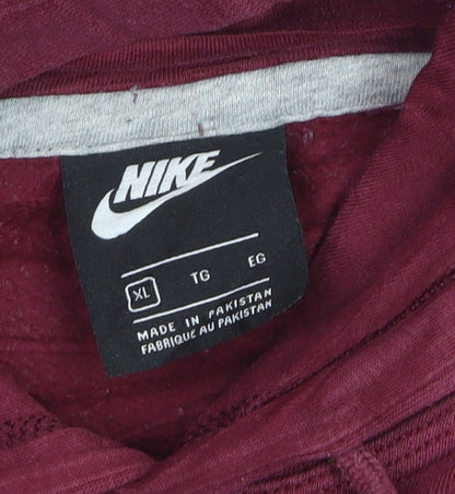 Nike Men's Red XL Pullover Hoodie with Logo