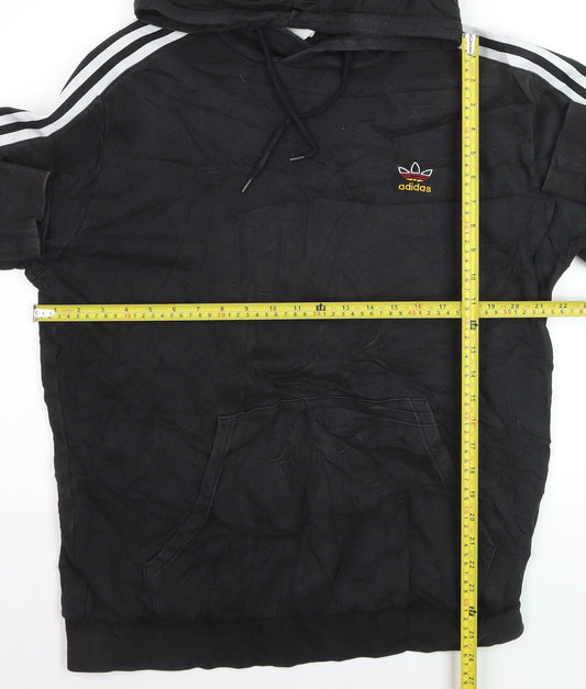 Adidas Men's Black Pullover Hoodie Size L Sports Fleece Sweatshirt