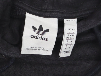 Adidas Men's Black Pullover Hoodie Size L Sports Fleece Sweatshirt
