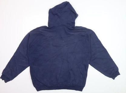Champion Men's Blue Pullover Hoodie Size L Logo Fleece Sweatshirt