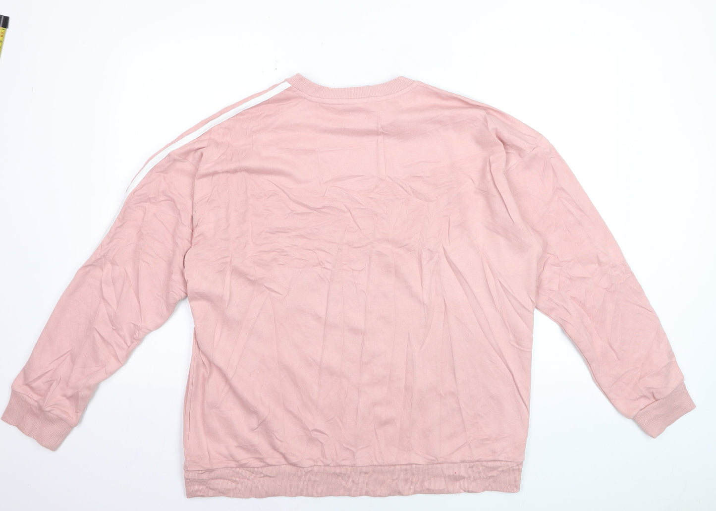 Adidas Women Pink Pullover Sweatshirt L Relaxed Fit Crew Neck