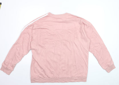 Adidas Women Pink Pullover Sweatshirt L Relaxed Fit Crew Neck