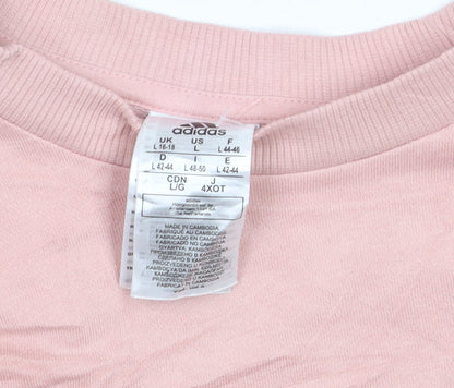Adidas Women Pink Pullover Sweatshirt L Relaxed Fit Crew Neck