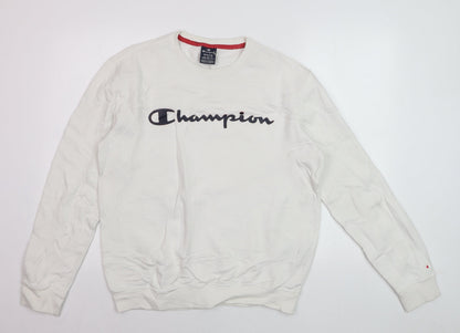 Champion Men's White Medium Crew Neck Pullover Sweatshirt