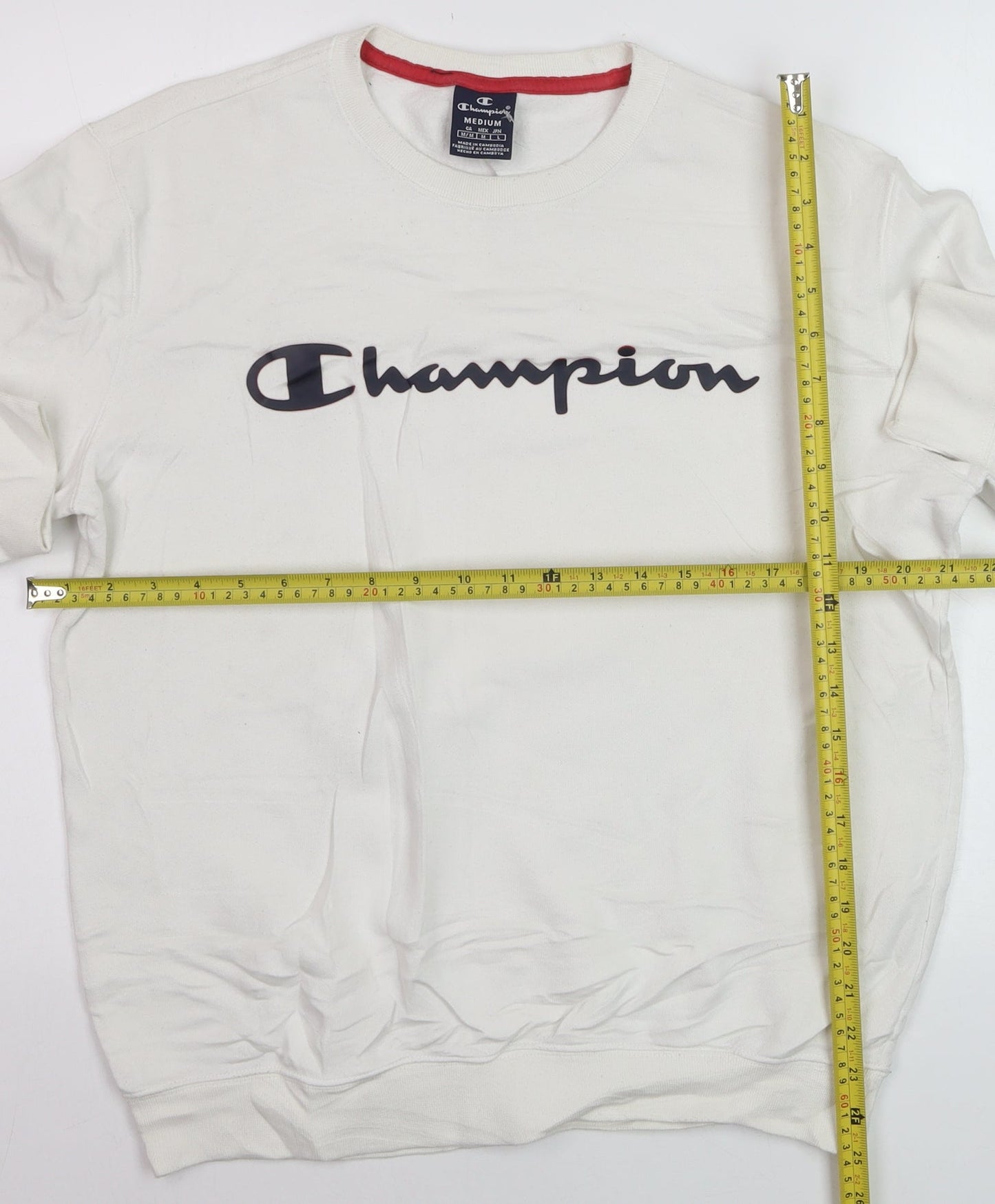 Champion Men's White Medium Crew Neck Pullover Sweatshirt