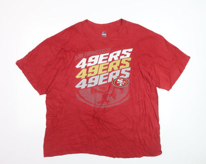 Majestic Men's Red San Francisco 49ers Graphic T-Shirt 2XL