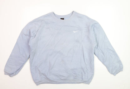 Nike Womens Blue Pullover Sweatshirt XL 80% Cotton Casual Classic