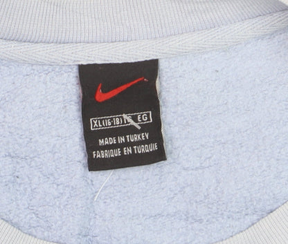 Nike Womens Blue Pullover Sweatshirt XL 80% Cotton Casual Classic