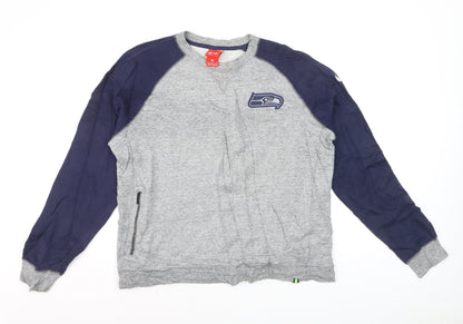 Nike Men Grey Pullover Sweatshirt L Seahawks NFL Logo Crew Neck