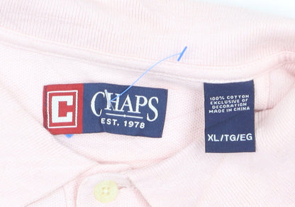 Chaps Men's Pink Cotton Polo Shirt XL Regular Fit Short Sleeve