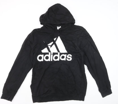 Adidas Mens Black Pullover Hoodie L Logo Graphic Sportswear
