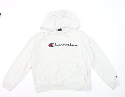 Champion Mens Grey Pullover Hoodie Medium Logo Sportswear