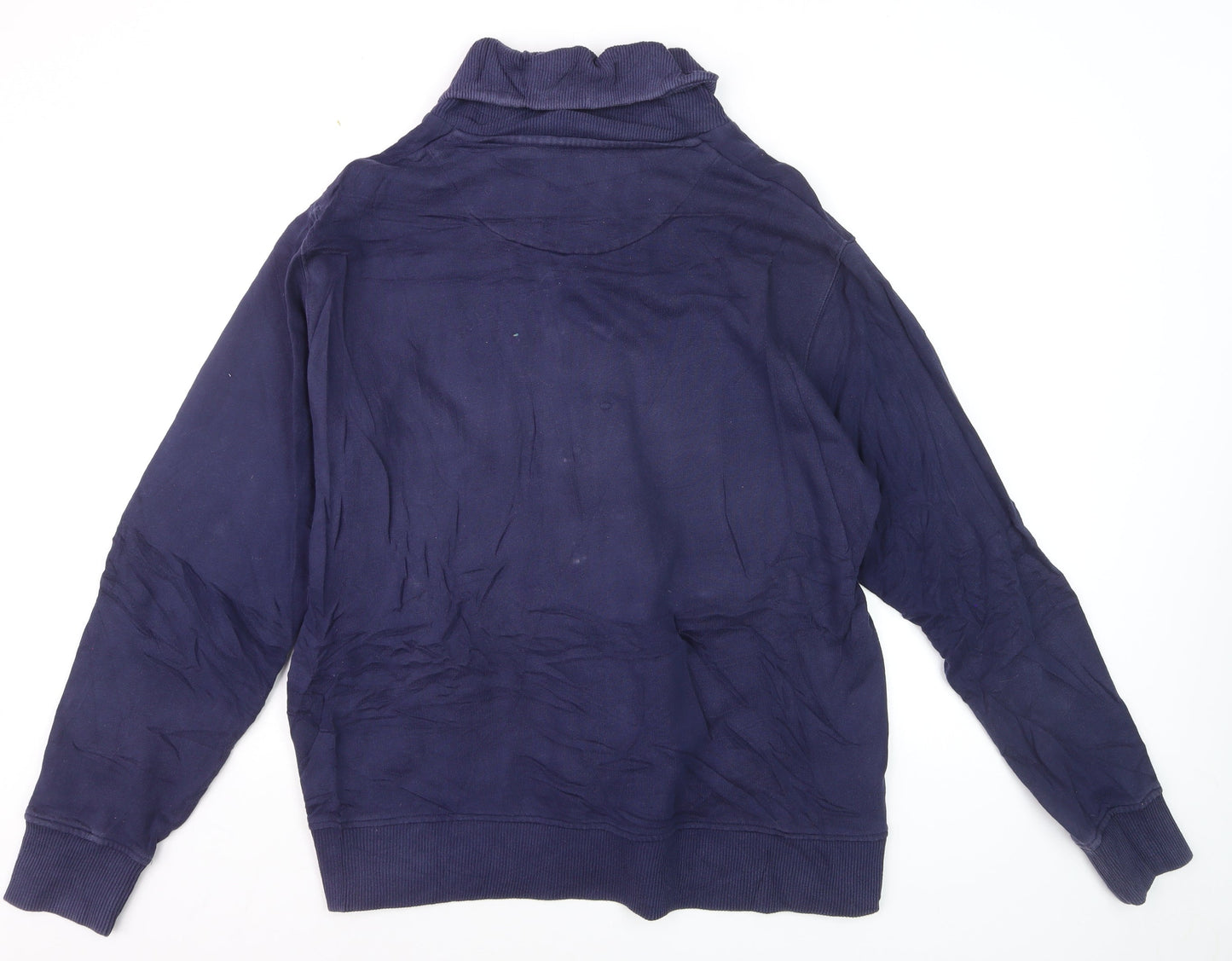 Fred Perry Men's Blue XL Button Cardigan Jumper High Neck Cotton
