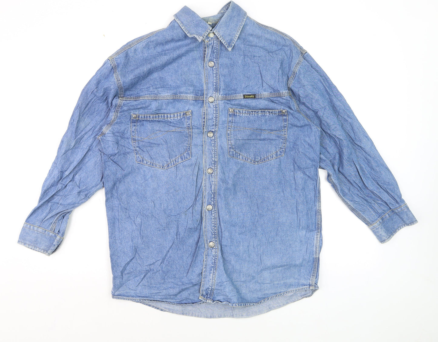 Diesel Mens Blue Denim Regular Fit Long Sleeve Shirt Size M