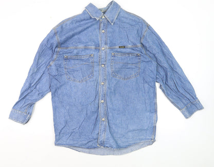Diesel Mens Blue Denim Regular Fit Long Sleeve Shirt Size M