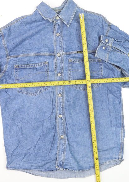 Diesel Mens Blue Denim Regular Fit Long Sleeve Shirt Size M