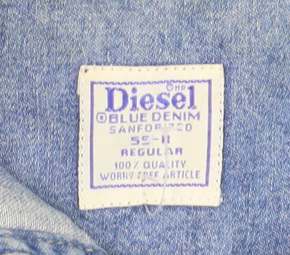 Diesel Mens Blue Denim Regular Fit Long Sleeve Shirt Size M