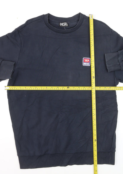 Diesel Mens Blue Crew Neck Logo Pullover Sweatshirt Size L