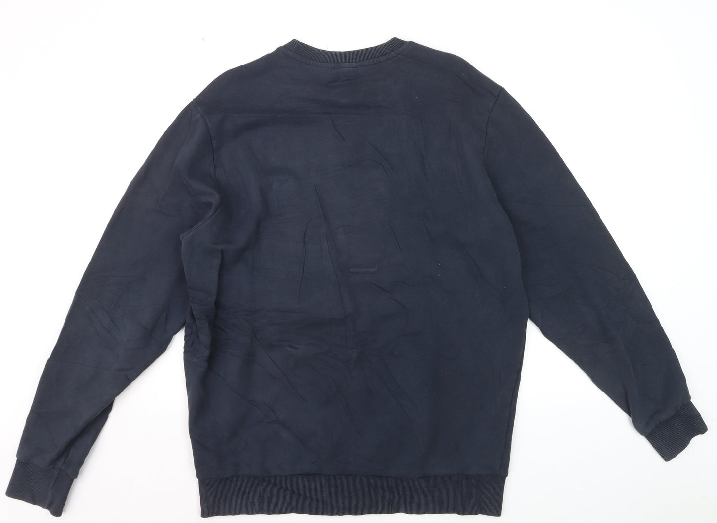 Diesel Mens Blue Crew Neck Logo Pullover Sweatshirt Size L