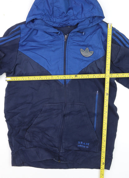Adidas Men's Blue Hooded Track Jacket M Colourblock Full Zip Retro Sportswear