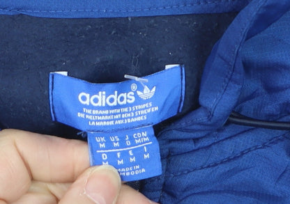 Adidas Men's Blue Hooded Track Jacket M Colourblock Full Zip Retro Sportswear