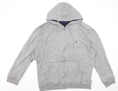 Nautica Men's Grey XL Full Zip Hoodie Lightweight Cotton Blend