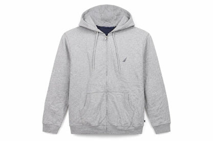 Nautica Men's Grey XL Full Zip Hoodie Lightweight Cotton Blend