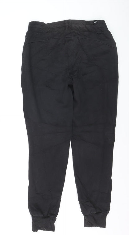 Puma Men Black Jogger Sweatpants M Elastic Waist Tapered Fit