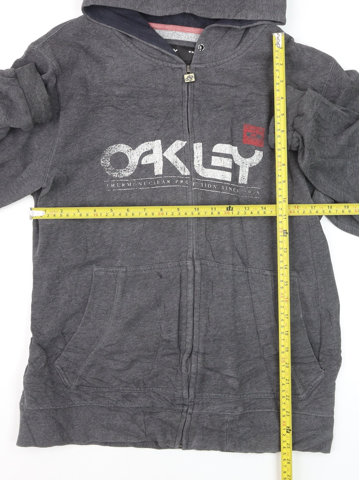 Oakley Men's Grey Full Zip Hoodie Regular Fit Size M