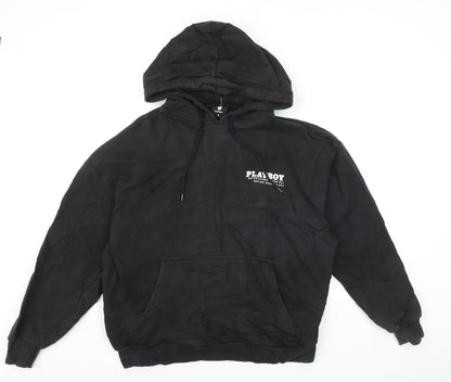 Playboy Men's Black Pullover Hoodie Small Graphic Print Cotton Blend