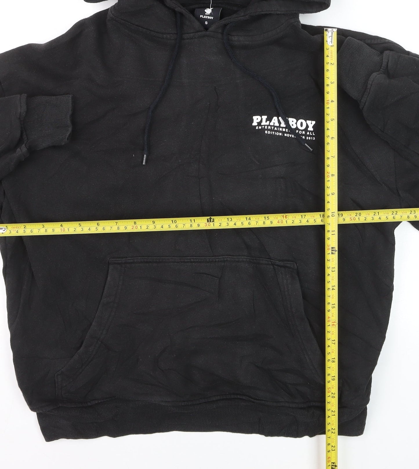 Playboy Men's Black Pullover Hoodie Small Graphic Print Cotton Blend