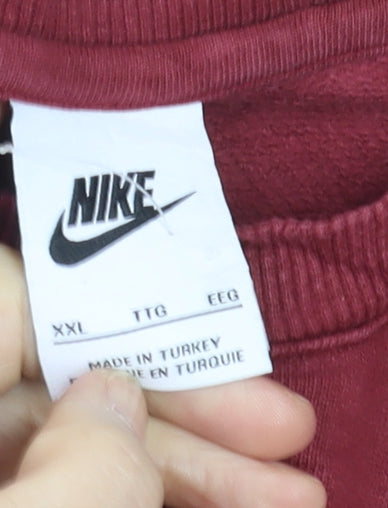 Nike Men's Red Crew Neck Pullover Sweatshirt 2XL Logo Sportswear