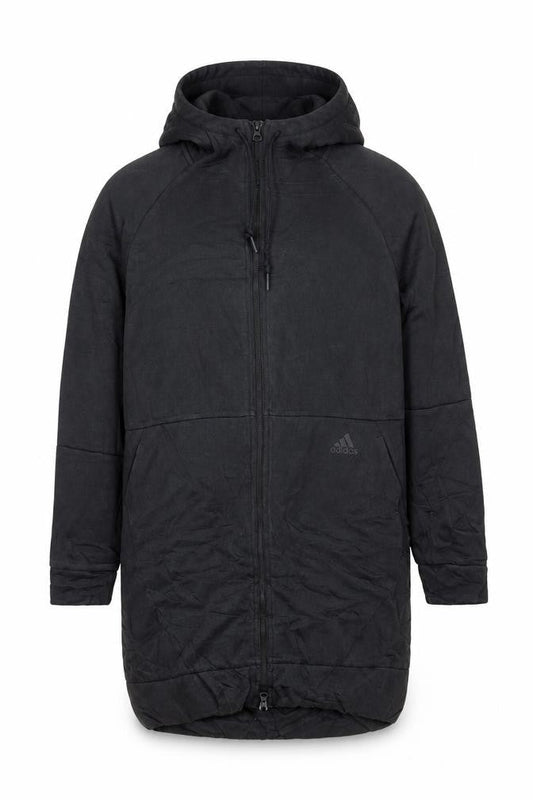 Front view of Adidas Men's Black Full Zip Hoodie, size S, Lightweight Fleece
