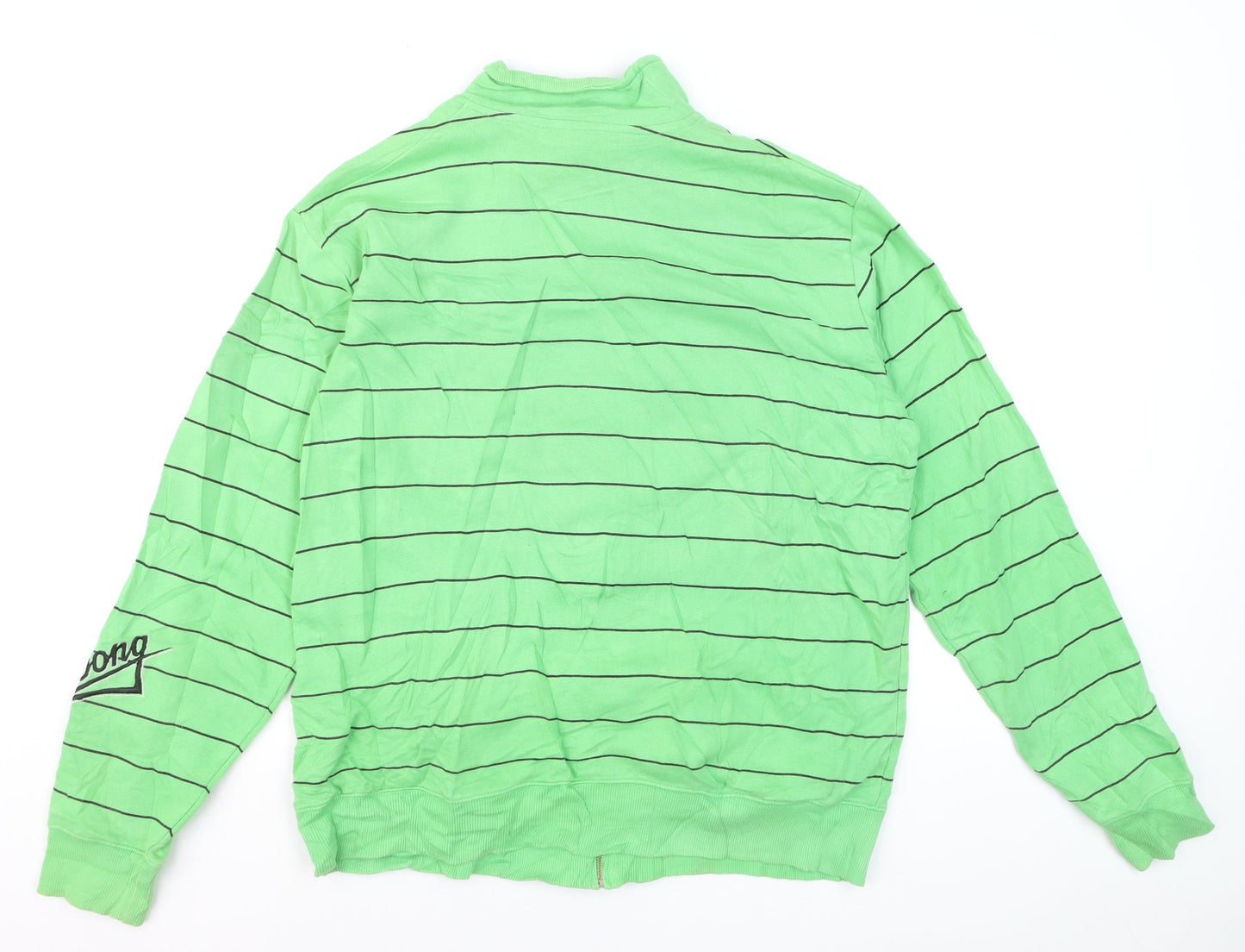 Billabong Men's Green Striped Full Zip Sweatshirt L