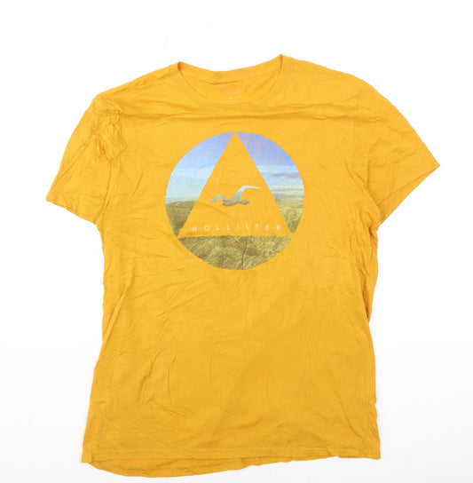 Hollister Men’s Yellow Graphic Crew Neck Short Sleeve T-Shirt Size M