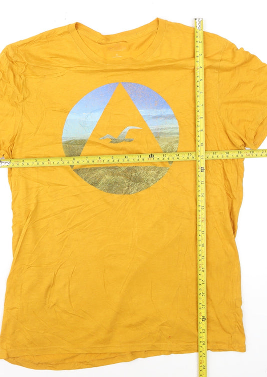 Hollister Men’s Yellow Graphic Crew Neck Short Sleeve T-Shirt Size M