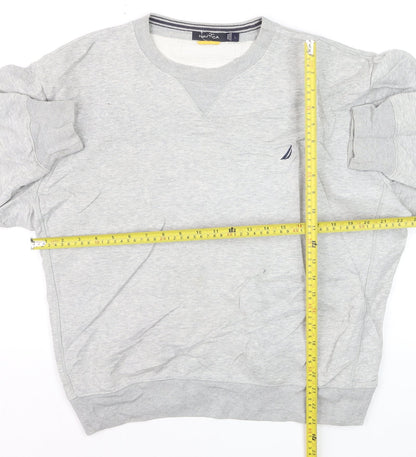 Nautica Men's Grey Crew Neck Pullover Sweatshirt L Regular Fit