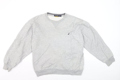 Nautica Men's Grey Crew Neck Pullover Sweatshirt L Regular Fit